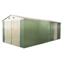 Garage double portes vert pâle et crème 17m² + kit d'ancrage X-METAL