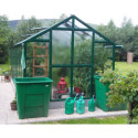 Serre de jardin verte 249x505cm 12,57m² en verre cathédrale 4mm VARIANT - Limes