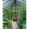 Serre de jardin verte 249x505cm 12,57m² en verre cathédrale 4mm VARIANT - Limes