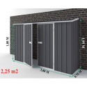 Abri de jardin en métal Colorbond gris Compact 2,25m² EASYSHED