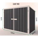Abri de jardin en métal Colorbond gris 2,02m² Bikestore EASYSHED