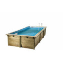 Piscine bois rectangulaire 350x505cm AZURA toute équipée UBBINK