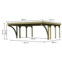 Carport pin autoclave 40,2m² Classic Double 2 + toit PVC + 2 arcs Karibu