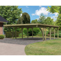 Carport pin autoclave 40,2m² Classic Double 2 + toit PVC + 2 arcs Karibu