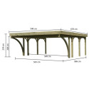 Carport pin autoclave 40,2m² Classic Double 2 + toit acier + 2 arcs Karibu