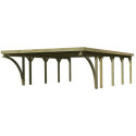 Carport pin autoclave 40,2m² Classic Double 2 + toit acier + 2 arcs Karibu