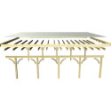 Carport pin autoclave 40,2m² Classic Double 2 + toit acier + 2 arcs Karibu