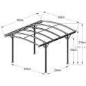 Carport en aluminium anthracite 3x3,63m et polycarbonate 6mm X-METAL