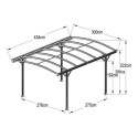 Carport en aluminium anthracite 3x4,34m et polycarbonate 6mm X-METAL
