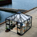 Serre de jardin OASE 8,8m² anthracite en verre trempé 3mm Juliana