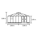 Serre de jardin OASE 8,8m² anthracite en verre trempé 3mm Juliana