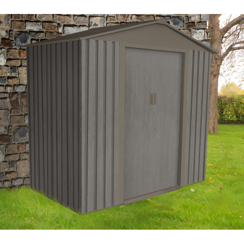 Abri de jardin métal 2,43m² imitation bois vieilli