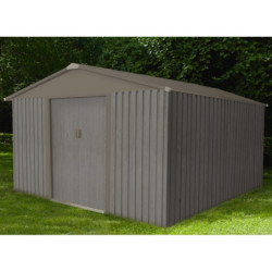 Abri de jardin métal 9,66m² imitation bois vieilli