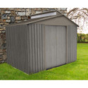 Abri de jardin métal avec puit de lumière 5,44m² imitation bois vieilli