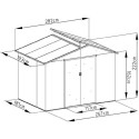 Abri de jardin métal avec puit de lumière 5,44m² imitation bois vieilli