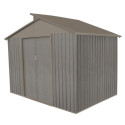 Abri de jardin métal avec puit de lumière 5,44m² imitation bois vieilli