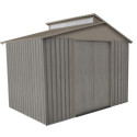 Abri de jardin métal avec puit de lumière 5,44m² imitation bois vieilli