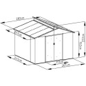 Abri de jardin métal avec puit de lumière 7,25m² imitation bois vieilli