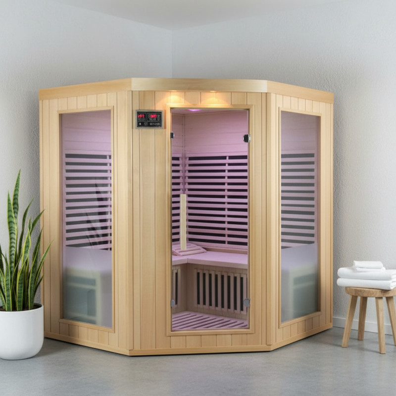 Sauna d’angle infrarouge panneaux carbone 2200W 3-4 places - SNÖ