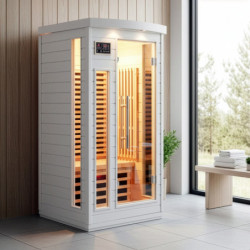 Sauna infrarouge blanc panneaux carbone 1500W 1 place - SNÖ