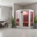 Sauna d'angle infrarouge blanc panneaux carbone 2200W 3-4 places - SNÖ