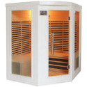 Sauna d'angle infrarouge blanc panneaux carbone 2200W 3-4 places - SNÖ