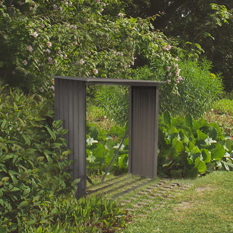 Abri bûches métal 1,37m² imitation bois vieilli