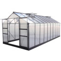Serre de jardin 15,03m² anthracite PC 4mm + embase Green Protect