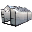 Serre de jardin 15,03m² anthracite PC 4mm + embase Green Protect