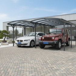Carport double en aluminium anthracite et polycarbonate 6mm X-METAL