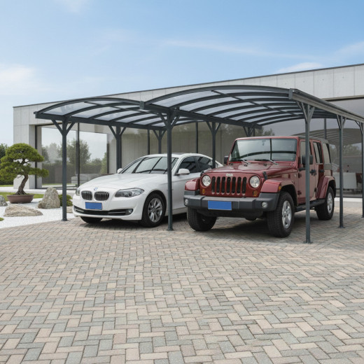 Carport double en aluminium anthracite et polycarbonate 6mm X-METAL