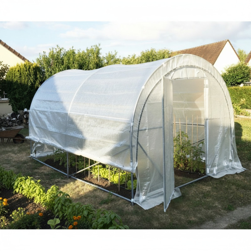 Serre tunnel maraîchère Luxe 3x4m - 200gr/m² H2,40m - Green Protect