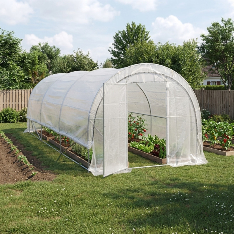 Serre tunnel maraîchère Luxe 3x6m - 200gr/m² H2,40m - Green Protect