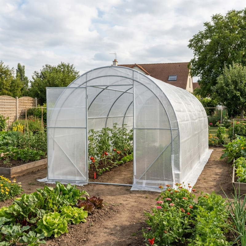Serre tunnel maraîchère Luxe 3x8m - 200gr/m² H2,40m - Green Protect