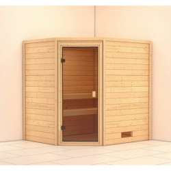 Sauna traditionnel d’angle Mia Plug &Play - 4 places 38mm Woodfeeling 