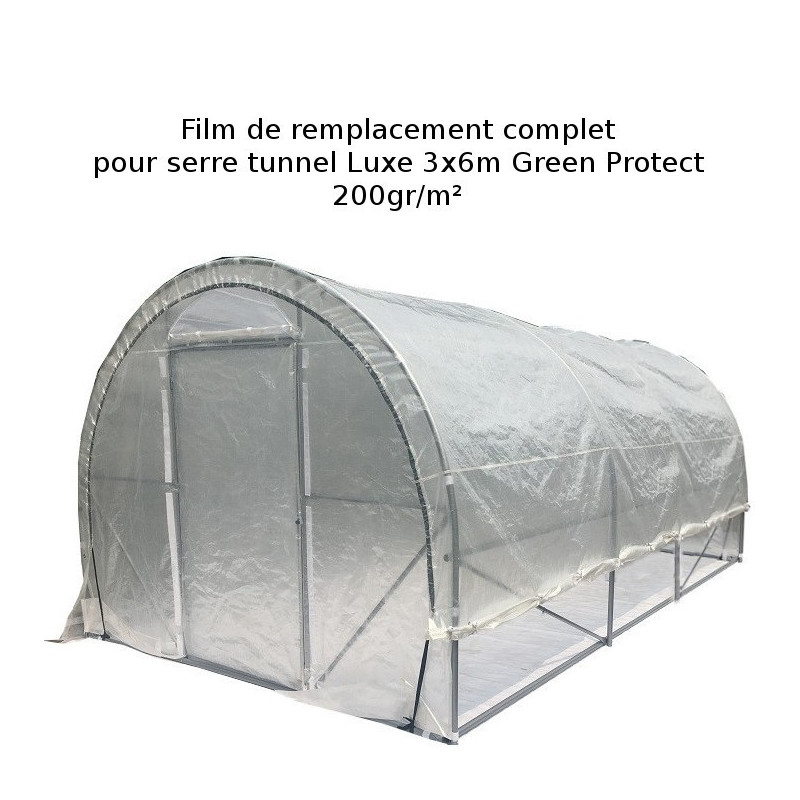 Couverture complète pour serre tunnel Luxe 3x6m film 200gr/m² hauteur 2,4m Green Protect
