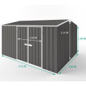 Abri de jardin en métal Colorbond gris ardoise 11,25m² EASYSHED