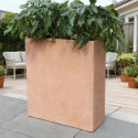 Bac à plantes en fibre de terre 60x25xH.72cm terracotta