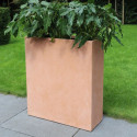 Bac à plantes en fibre de terre 80x30xH.92cm terracotta - MegaCollections