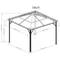 Pergola 3x3m Verona en alu anthracite et polycarbonate 6mm - SOJAG