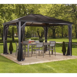 Pergola 3x4m Verona en alu anthracite et polycarbonate 6mm - SOJAG