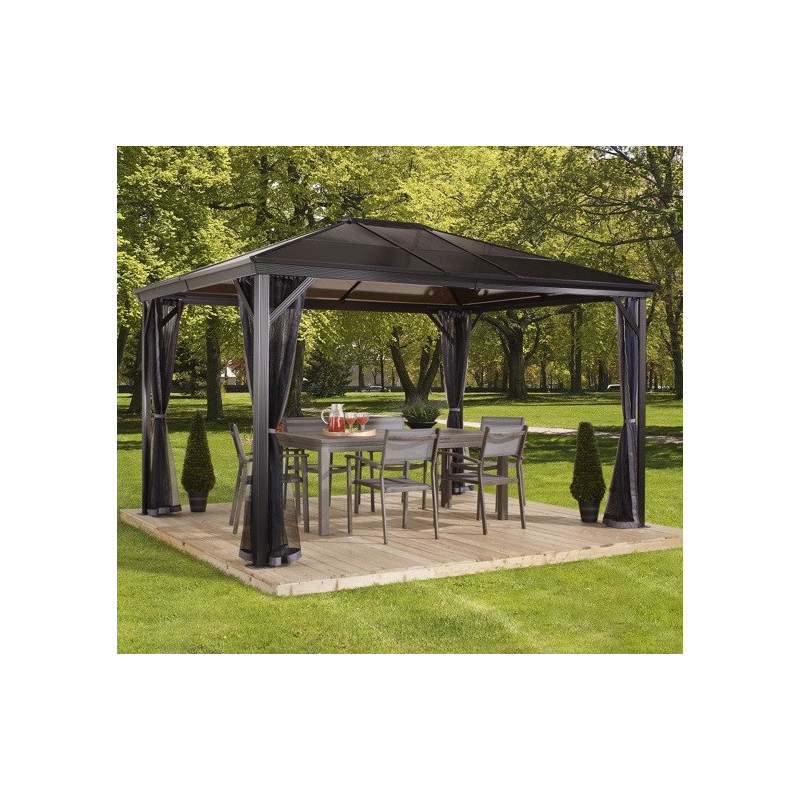 Pergola 3x4m Verona en alu anthracite et polycarbonate 6mm - SOJAG