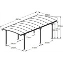 Carport en aluminium anthracite 3x6,47m et polycarbonate 6mm X-METAL