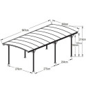 Carport en aluminium anthracite 3x6,47m et polycarbonate 6mm X-METAL