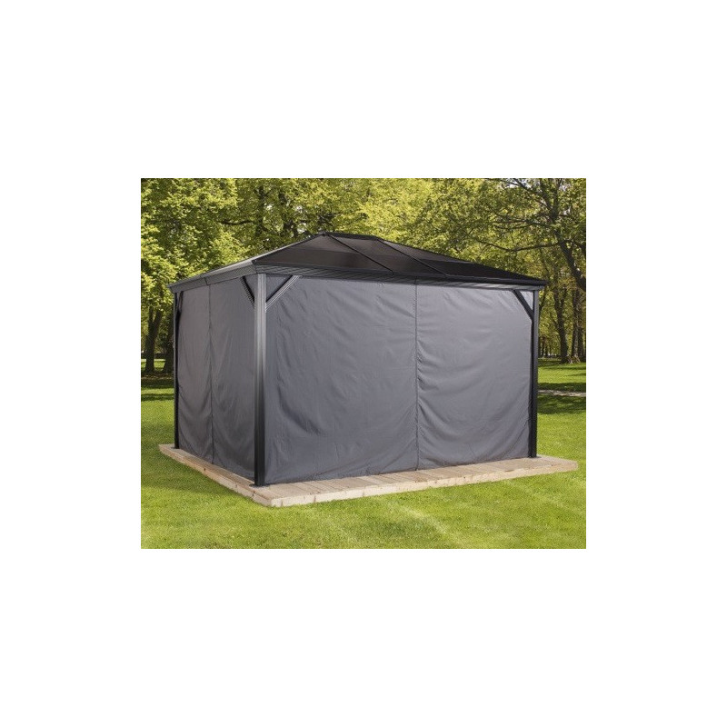 Rideaux occultants en polyester gris pour pergola 3x3m Verona  SOJAG 