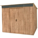 Abri monopente en métal imitation bois Skylight 4,84m² - DURAMAX + kit d'ancrage