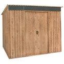 Abri monopente en métal imitation bois Skylight 4,84m² - DURAMAX + kit d'ancrage