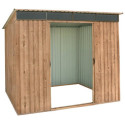 Abri monopente en métal imitation bois Skylight 4,84m² - DURAMAX + kit d'ancrage