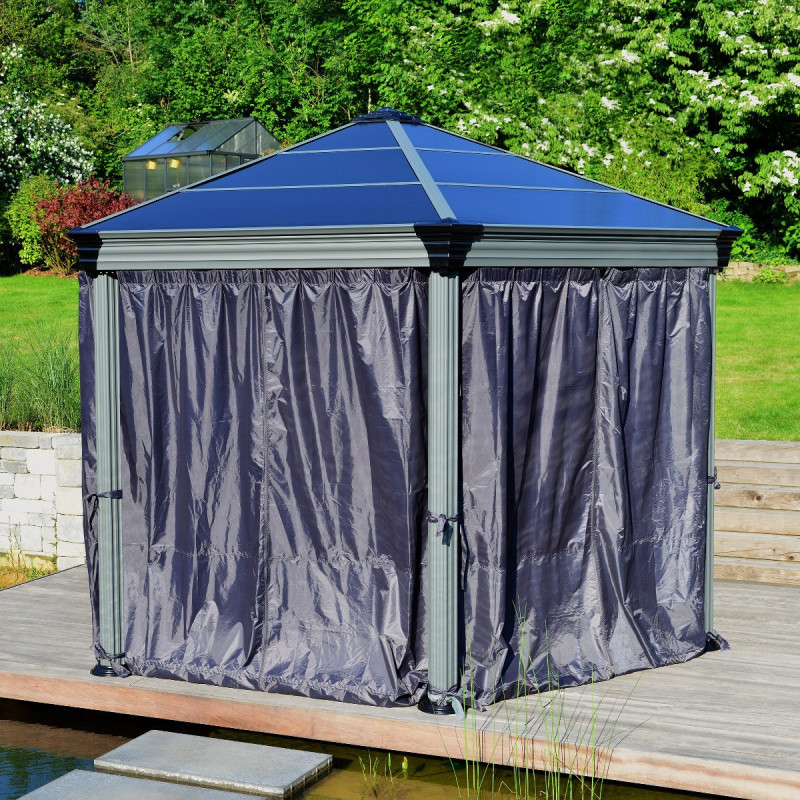 Rideaux en polyester gris pour pergola Roma™ et Monaco™ - Palram
