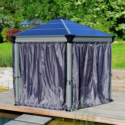 Rideaux en polyester gris pour pergola Roma™ et Monaco™ - Palram